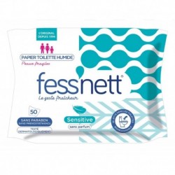 Fess’nett Papier Toilette Humide Peaux Fragiles Sensitive 50 Lingettes (lot de 6)