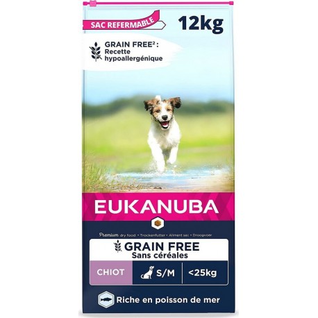 NC Croquette Eukanuba Sans Céréales Chiot & Junior Petites Et Moyennes Races Poissons 12Kg