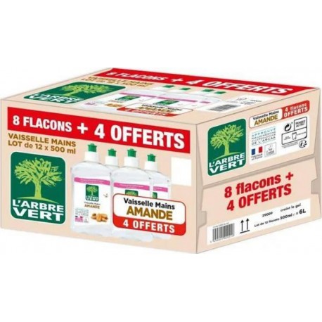 L'Arbre Vert Liquide vaisselle Amande 12x500ml 6L