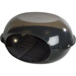 NC Niche Dome Avec Coussin Pour Chat 57 X 48 Cm Noir