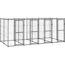 M² Chenil Extérieur Cage Enclos Parc Animaux Chien Extérieur Acier Avec Toit 9,68 02_