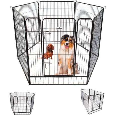 Parc Enclos Pour Chien Chiot Et Lapin Gardeo100x120x6, 6 Panneaux 100x120cm, 2m2, Modulable, Intérieur Et Extérieur, Pl