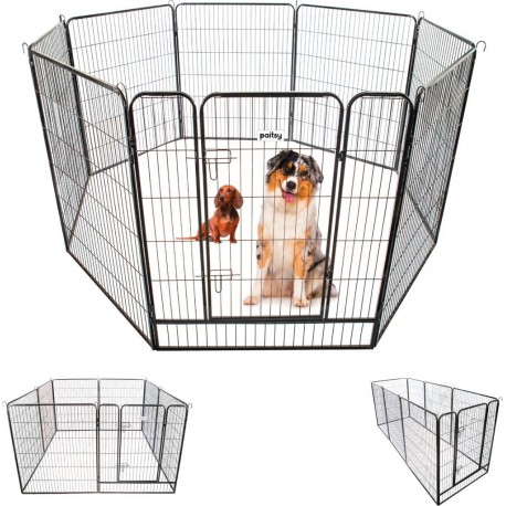 Parc Enclos Pour Chien Chiot Et Lapin Gardeo100x120x8, 8 Panneaux 100x120cm, 4m2, Modulable, Intérieur Et Extérieur, Pl