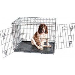 NC Cage Pour Chien Fortressool, Caisse De Transport Pour Chien Moyen 90x60x67cm, Pliable, 2 Portes, Plateau Amovible, Util