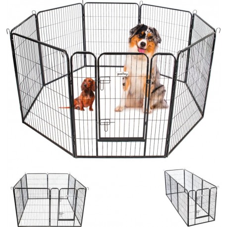 Parc Enclos Pour Chien Chiot Et Lapin Gardeo80x100x8, 8 Panneaux 80x100cm, 2,56m2, Modulable, Intérieur Et Extérieur, P