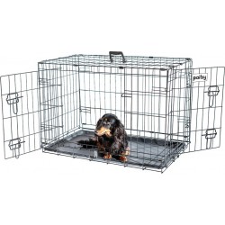 NC Cage Pour Chien Fortressoom, Caisse De Transport Pour Chien Et Chiot 75x47x54cm, Pliable, 2 Portes, Plateau Amovible, U