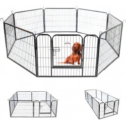 Parc Enclos Pour Chien Chiot Et Lapin Gardeo80x60x8, 8 Panneaux 80x60cm, 2,56m2, Modulable, Intérieur Et Extérieur, Pli