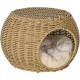 NC Panier Chat Lit Chat Style Cosy Résine Aspect Rotin Beige