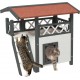 Maison Lodge Niche Pour Chat Bois Gris Blanc Toit Rouge