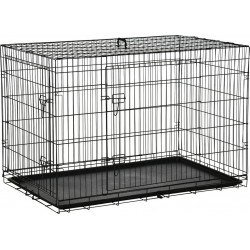 Dim Cage De Transport Pour Chien Pliable Dim. 121l X 77l X 82h Cm Acier Abs Noir