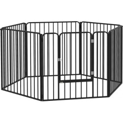 Parc Enclos Modulable Pour Chien Porte 6 Panneaux Noir