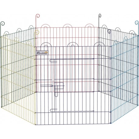 Parc Enclos Modulable Pour Chien Animaux Porte Métal Multicolore