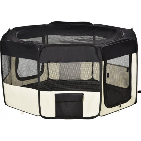 Parc Enclos Pliable Chien Chat Ø 120 X 58h Cm Crème Noir