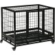 NC Cage Pour Chien Animaux Cage De Transport Sur Roulettes 2 Portes Noir