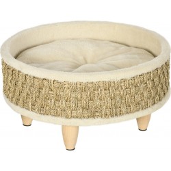 Canapé Panier Lit Chien Chat Style Cosy Naturel Bois Pin Jonc De Mer