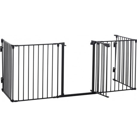 Barrière De Sécurité Parc Enclos Chien Modulable Pliable Avec Porte Noir