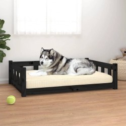 NC Lit Pour Chien Noir 105,5x75,5x28 Cm Bois De Pin Solide Vidaxl