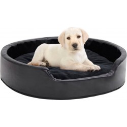 NC Lit Pour Chiens Noir 79x70x19 Cm Peluche Et Similicuir Vidaxl