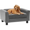 NC Canapé Pour Chien Gris 60x43x30 Cm Peluche Et Similicuir Vidaxl