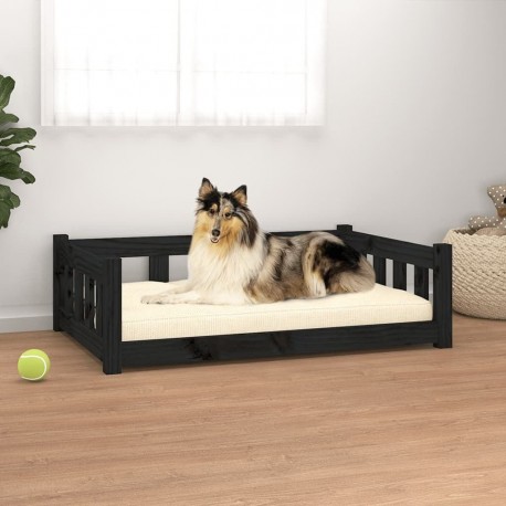 NC Lit Pour Chien Noir 95,5x65,5x28 Cm Bois De Pin Solide Vidaxl