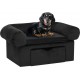 NC Canapé Pour Chien Avec Tiroir Noir 75x50x38 Cm Peluche Vidaxl