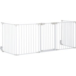 Barrière De Sécurité Parc Enclos Chien Modulable Pliable Avec Porte Blanc