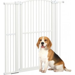 Barrière De Sécurité Chien Ajustable Verrouillable Acier Blanc