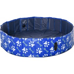 NC Piscine Chien Bassin Pvc Pliable Anti-glissant Motifs Os Pattes Bleu