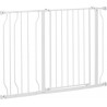 Barrière De Sécurité Animaux Réglable Avec Porte Acier Blanc