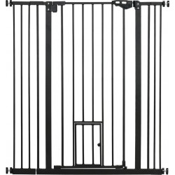 NC Barrière De Sécurité Chien H.104 Cm Porte Double Verrouillage Sans Perçage Acier Noir