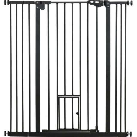 NC Barrière De Sécurité Chien H.104 Cm Porte Double Verrouillage Sans Perçage Acier Noir