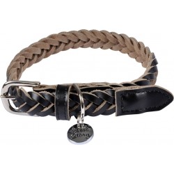 NC Collier Pour Chien En Cuir Tressé Noir