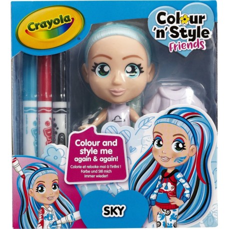 CRAYOLA Poupée à colorier Color'n'style friends Sky Bleu ciel