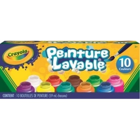 CRAYOLA Lot de 10 pots de peinture lavable