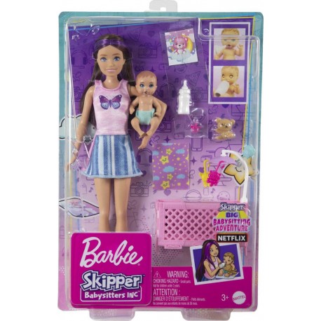 MATTEL Coffret Barbie Skipper bébé au lit le coffret