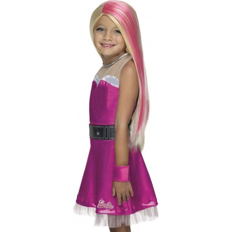 BARBIE Perruque Enfant Princesse blonde et rose longue la perruque