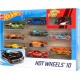 HOT WHEELS Coffret 10 véhicules coloris assorti le coffret