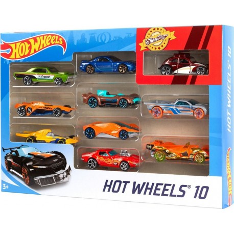 HOT WHEELS Coffret 10 véhicules coloris assorti le coffret