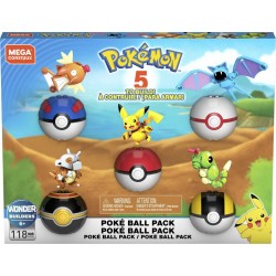 MEGA Coffret Poké ball x5 + figurine Pokémon x5 le coffret