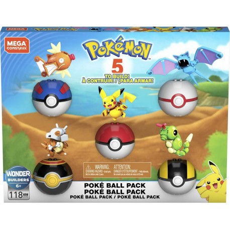 MEGA Coffret Poké ball x5 + figurine Pokémon x5 le coffret