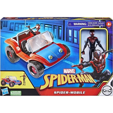 HASBRO Spider-mobile + figurine Marvel inclus une figurine miles morales 15cm + son véhicule