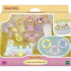 SYLVANIAN FAMILIES Coffret Les triplés Lapin Crème et accessoires de bain le coffret