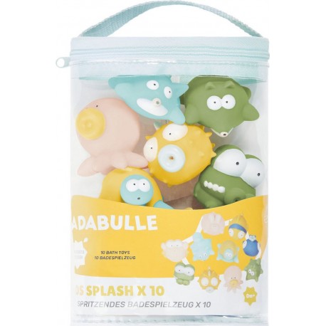 BADABULLE Jouet de bain gicleur lot de 10 + sachet de transport