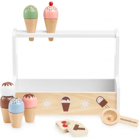 NC Marchande De Glaces Mamabrum Marchande Enfant En Bois +3 Ans, Jouet Marchande Avec Accessoires