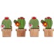 NC 4 Autocollants En Bois Cactus 6,1 Cm