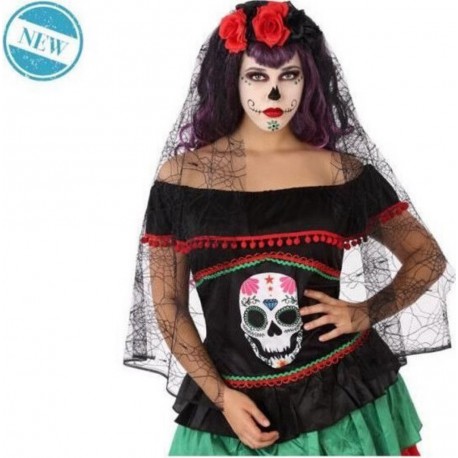 NC Atosa Coiffe Fleurie Et Dentelle Los Muertos Femme