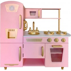 Cuisine Pour Enfants Bois Robincool Leire Pink 85x33x89 Cm Four, Réfrigérateur, Micro-ondes, Évier Et Cuisinière | Rose