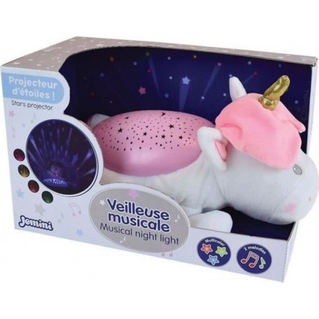 NC Licorne Peluche Veilleuse Et Musicale +/- 39 Cm