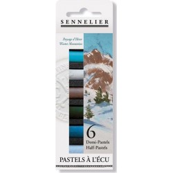 NC Etui Pastels 'a L'écu' 6 Demi-pastels Paysage D'hiver