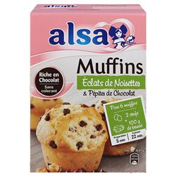 Alsa Préparation Muffins Chocolat Noisettes (lot de 6)